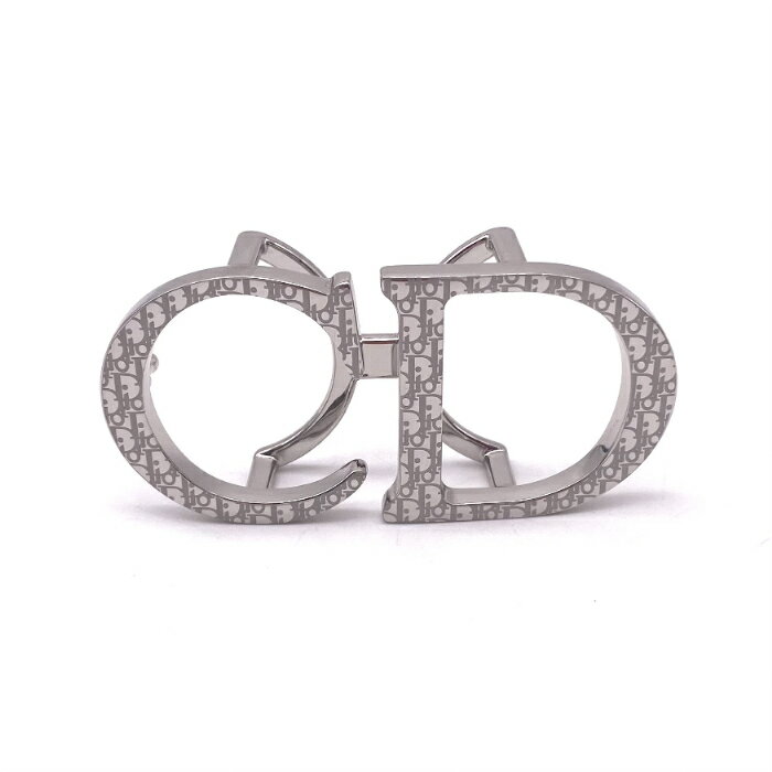【中古】美品 Christian Dior クリスチャンディオール オブリーク CDロゴ シルバー バックル eY09228A