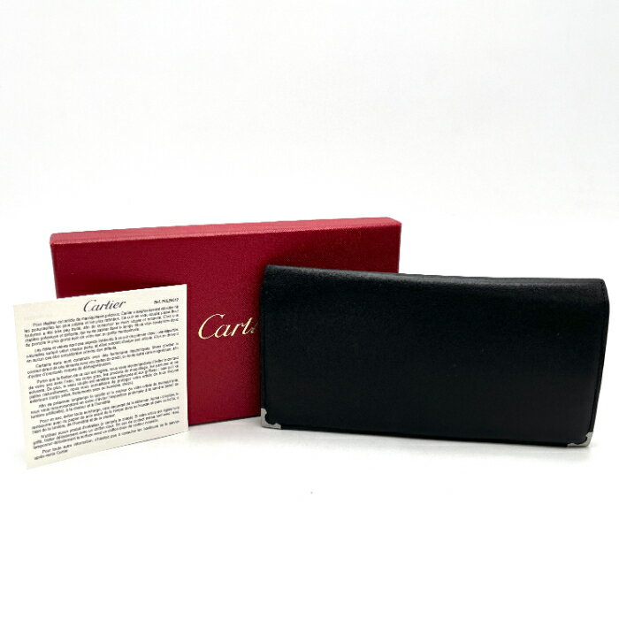 【中古】良品 Cartier カルティエ サファイア レザー 札入れ eY1058A