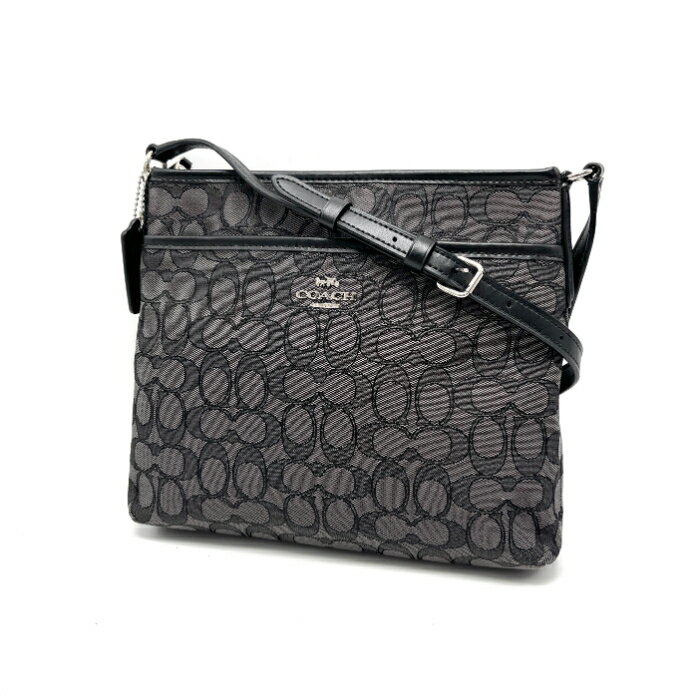【中古】美品 COACH コーチ シグネチャー キャンバス レザー ショルダー バッグ fH1235A