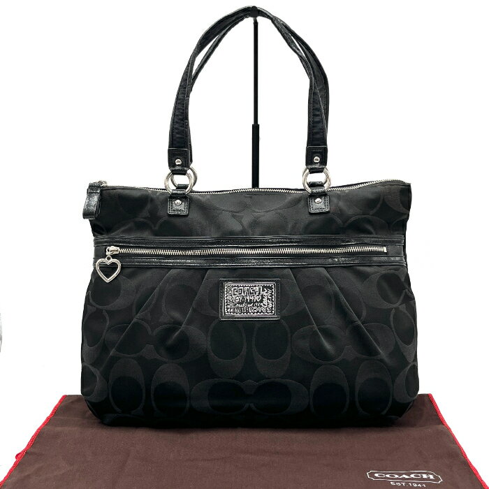 Handbag - 【中古】COACH コーチ シグネチャー ロゴ キャンバス レザー ハンド トート バッグ fY11255A