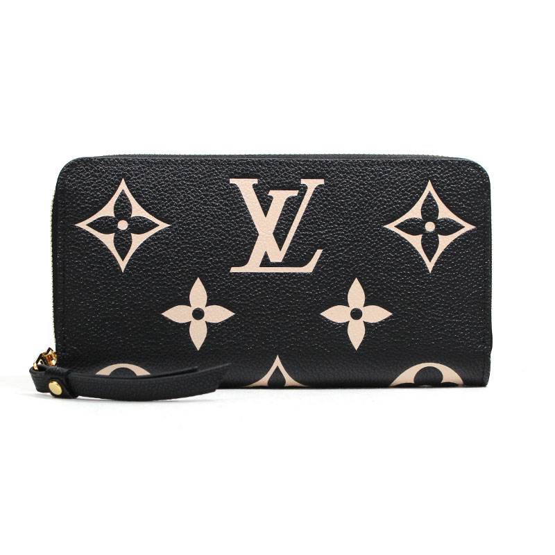 ルイヴィトン LOUIS VUITTON ラウンドファスナー長財布 バイカラーモノグラム アンプラント レザー ブラック ベージュ ジッピー ウォレット Zippy Wallet Bicolor Monogram Empreinte Noir Beige M80481