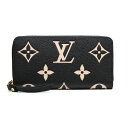 ルイヴィトン LOUIS VUITTON ラウンドファスナー長財布 バイカラーモノグラム・アンプラント レザー ブラック ベージュ ジッピー・ウォレット Zippy Wallet Bicolor Monogram Empreinte Noir Beige M80481