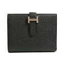 ≪ 新品 ≫ エルメス ベアン コンパクト エプソン 黒 シルバー金具 箱付きラッピング B刻印 Wallet Bearn Compact Veau Epson Noir Black Silver Backle