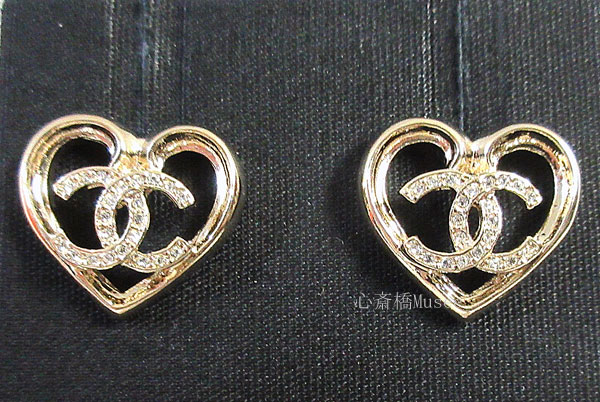 CHANEL シャネル CCマーク ラインストーン ハート ピアス ゴールド ココ ABA1038 10034 NM079
