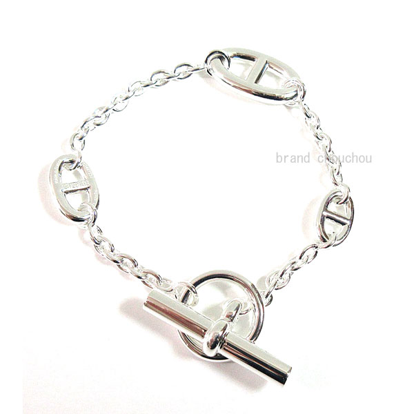 《 新品 》エルメス ファランドール ブレスレット シルバー SV925 アンカーチェーン ロング チェーン バングル HERMES 箱　リボン ラッピング[BrandNew] Hermes Farandole Bracelet Silver SV925 Anchor Chain Long Chain Bangle HERMES Box Ribbon Wrappingのサムネイル