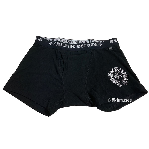 クロムハーツ 《新品》 CHROMEHEARTS クロムハーツ SHORT BOXER ショート ボクサー パンツ 黒 L BLACK ブラック ホワイトロゴ メンズ 箱 正規品 ショッパー付き