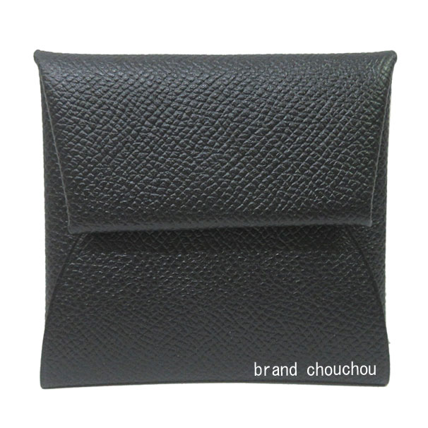 【新品同様・未使用品】【送料無料】エルメス バスティア エプソン 黒 ブラック エプソン コインケース 財布 【Like new・unused】【Free sh...