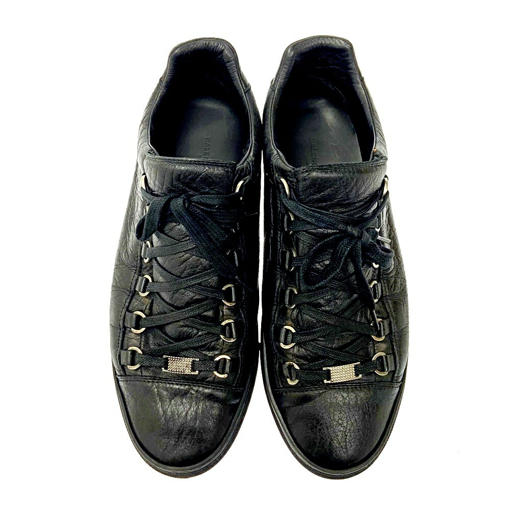 【中古】BALENCIAGA バレンシアガ 483494 レザー アリーナ ローカット スニーカー メンズ ブラック 169811 スニーカー