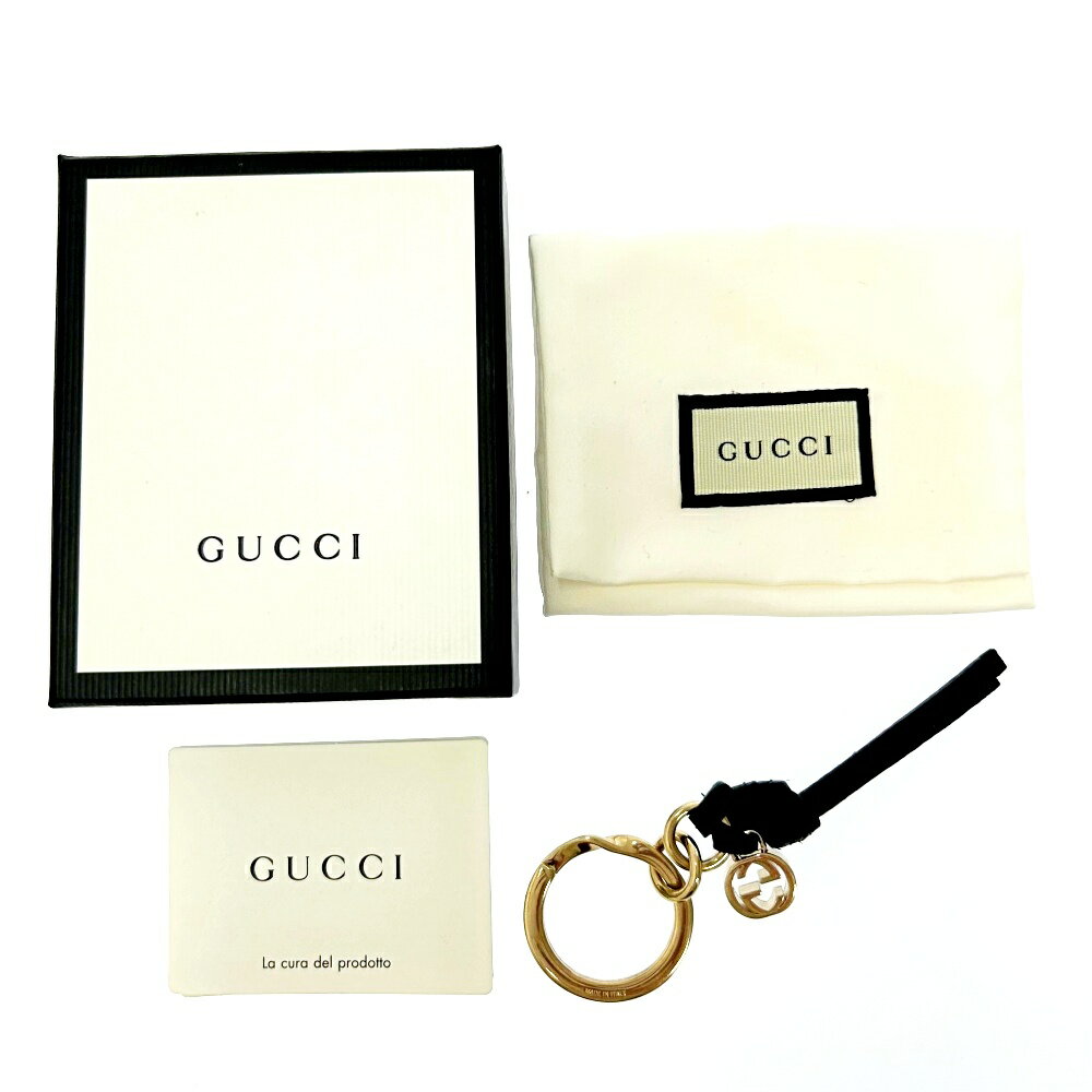 【中古】【箱付き】 GUCCI グッチ GP レザー インターロッキングG キーリング ブラック 172922 キーリング