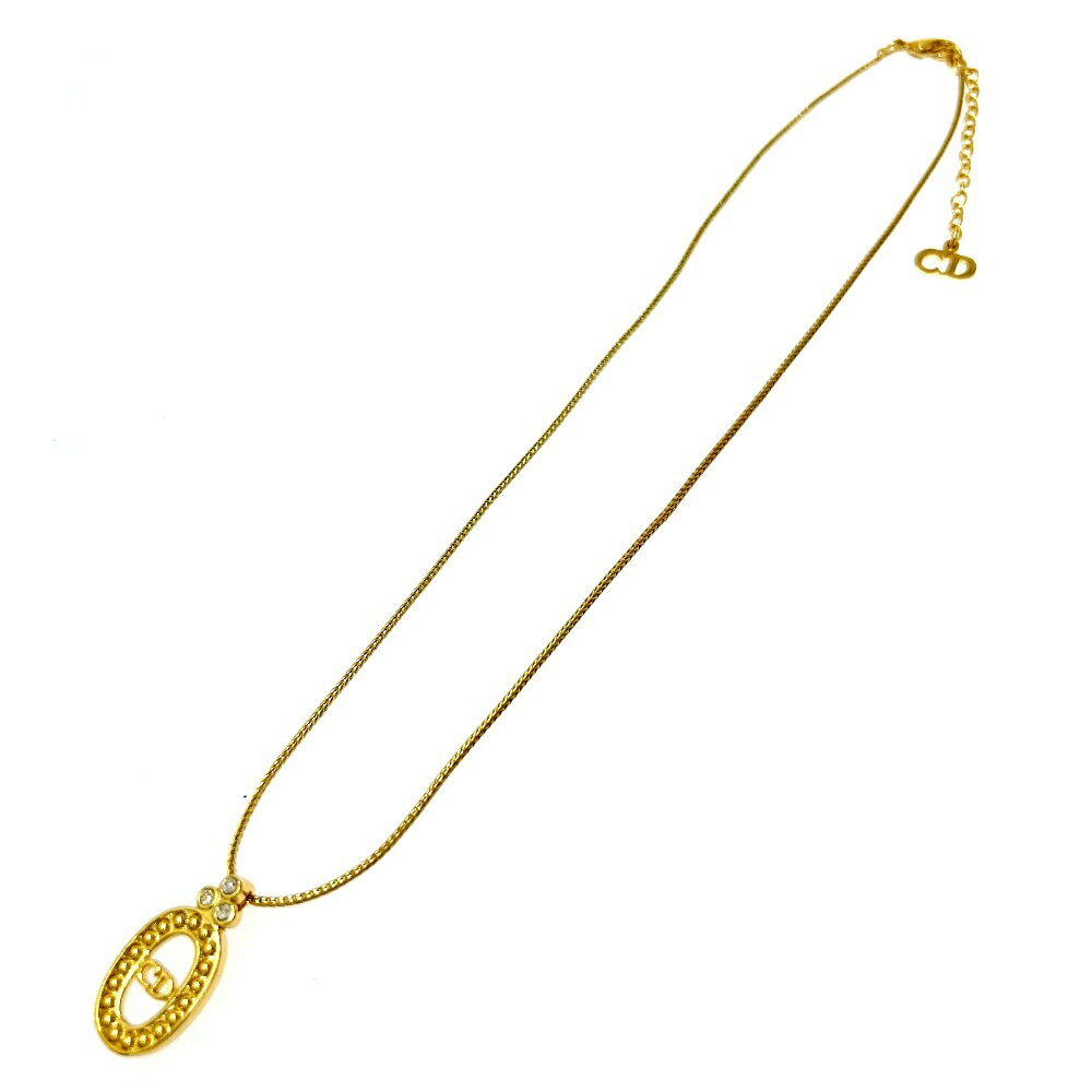 【中古】Christian Dior クリスチャンディオール GP ラインストーン CDロゴ オーバル ネックレス レディース 208576 ネックレス