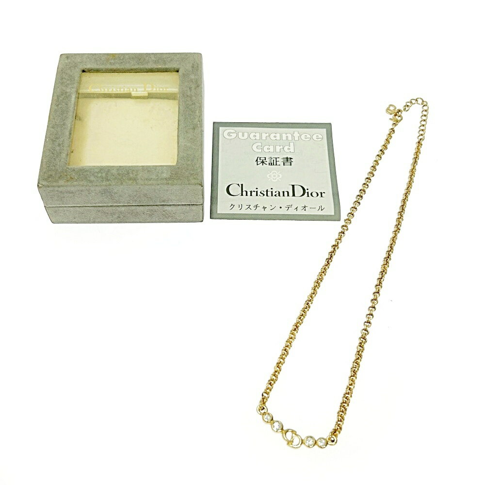 【中古】【箱付き】 Christian Dior クリスチャンディオール GP ラインストーン CDロゴ ネックレス レディース 268780 ネックレス