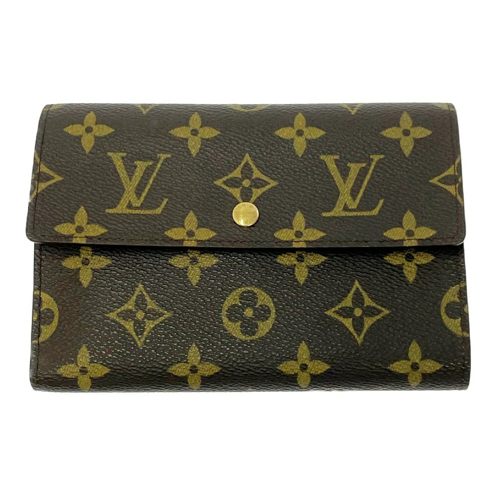 【中古】LOUIS VUITTON ルイ・ヴィトン M61202 モノグラム PVC ポルトトレゾール・エテュイ・パピエ ブラウン 304014 三つ折り財布
