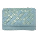 【中古】【箱付き】 BOTTEGAVENETA ボッテガヴェネタ レザー イントレチャート カードケース ブルー 371638 カードケース
