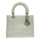 【中古】Dior ディオール レディディオール ラムスキン カナージュ 2WAY ハンドバッグ ホワイト 356662 ハンドバッグ