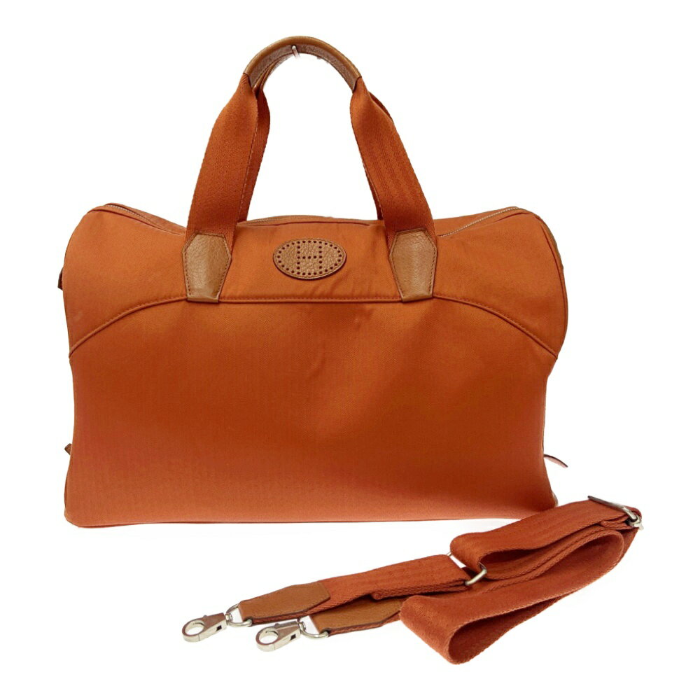 【中古】HERMES エルメス トワルシェブロン レザー サックシアン 2WAY ドッグキャリー オレンジ 387069 バッグ
