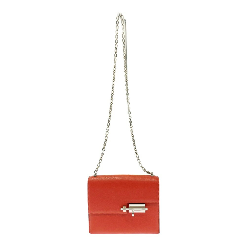 【中古】HERMES エルメス レザー シルバー金具 ヴェルー チェーン ミニショルダーバッグ レッド A刻印 404105 ショルダーバッグ