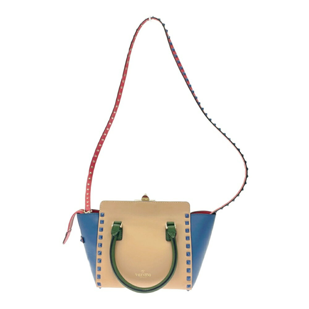 【中古】Valentino Garavani ヴァレンティノ・ガラヴァーニ レザー スタッズ 2WAYショルダーバッグ マルチカラー 405731 ショルダーバッグ