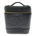 【中古】CHANEL シャネル キャビアスキン バニティバッグ ブラック 424897 ハンドバッグ