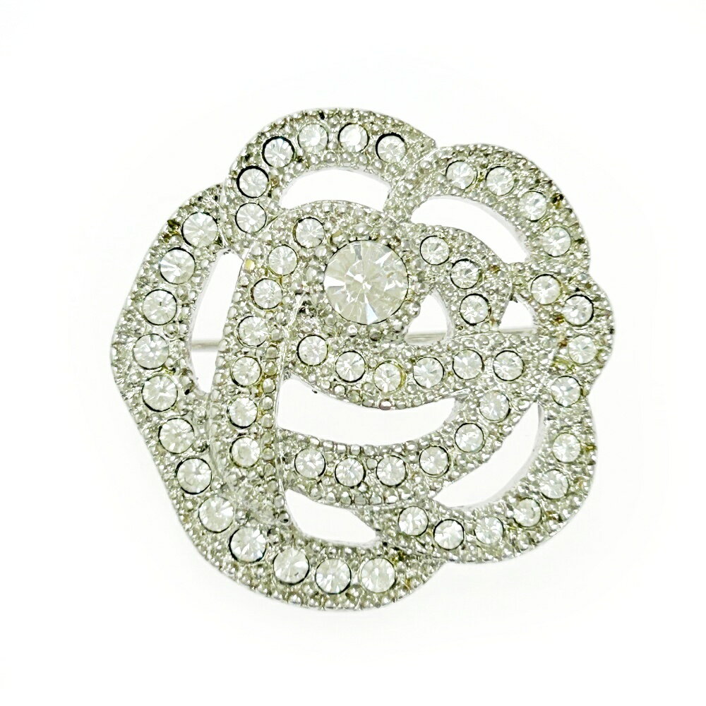 【中古】Christian Dior クリスチャンディオール メタル ラインストーン フラワーモチーフ ブローチ シルバー 501631 ブローチ(4)