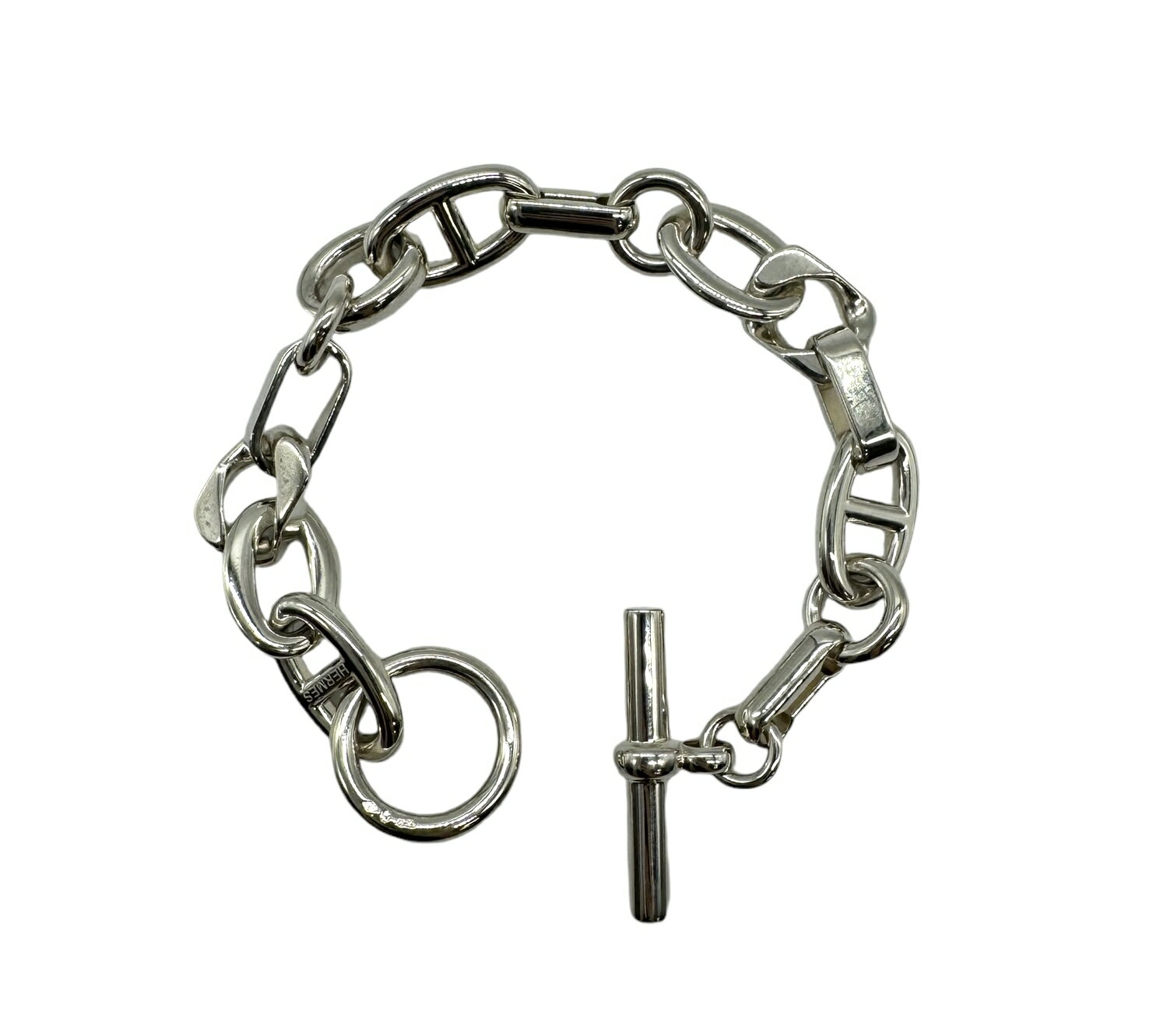 【新同】HERMES エルメス アレア PM LG ブレスレット バングル Tバー 新型 925 シルバーのサムネイル