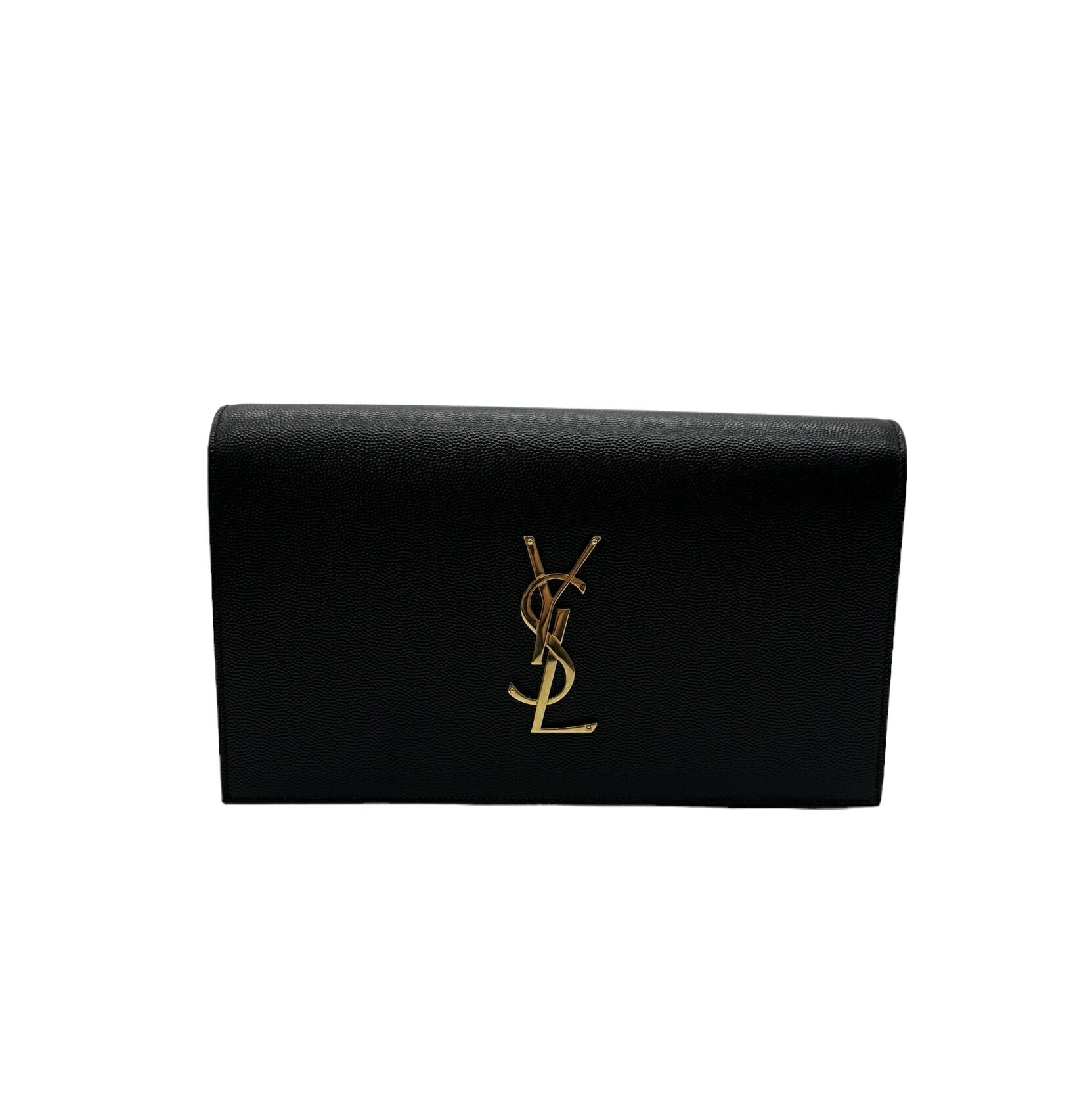 【中古】SAINT LAURENT PARIS サンローラン パリ クラッチバッグ 400409 セカンドバッグ ロゴ YSL レザー ゴールド金具 ブラック