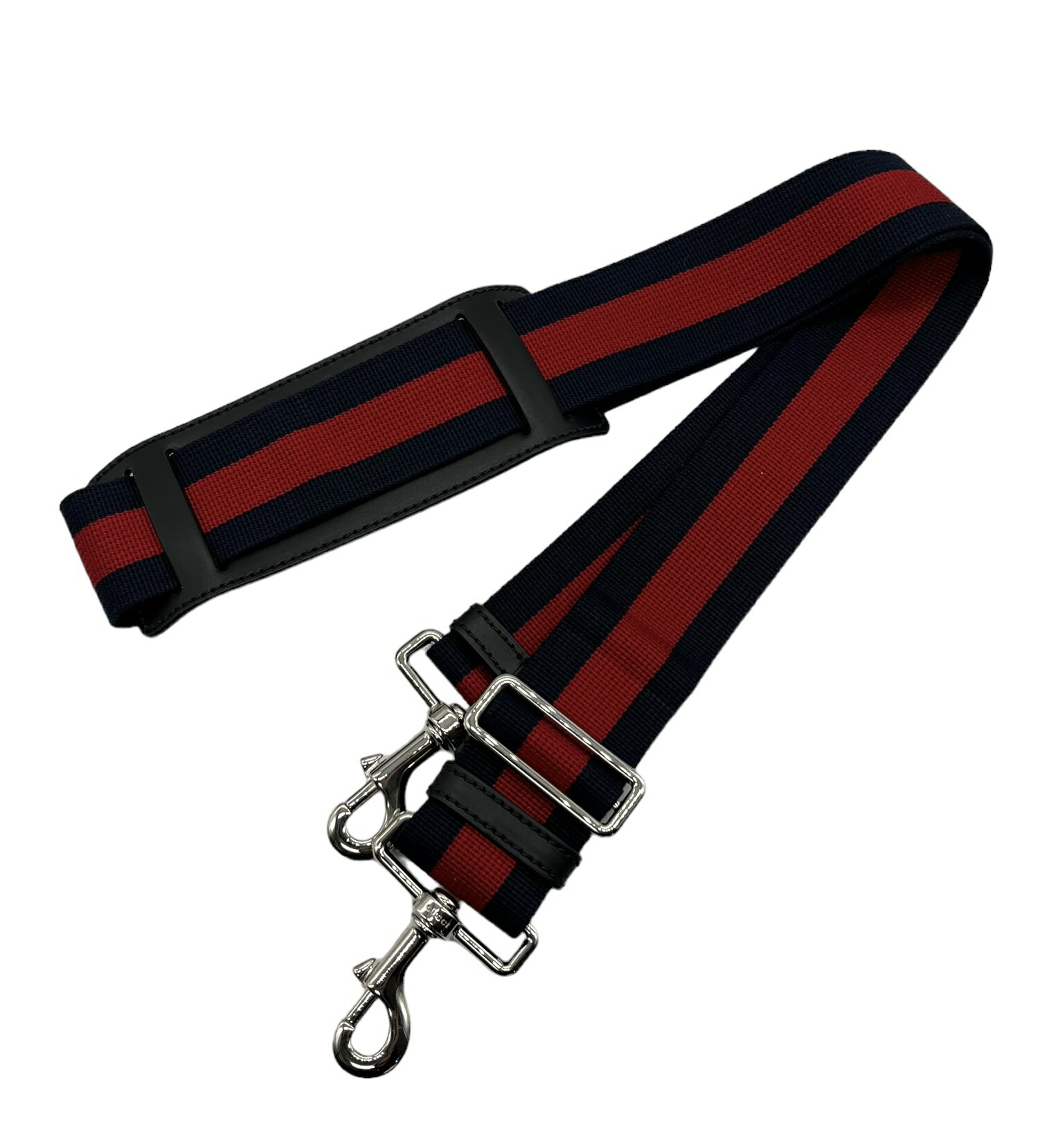 【未使用】CUCCI グッチ ショルダーストラップ シェリーライン シルバー金具 レザー レッド ネイビー