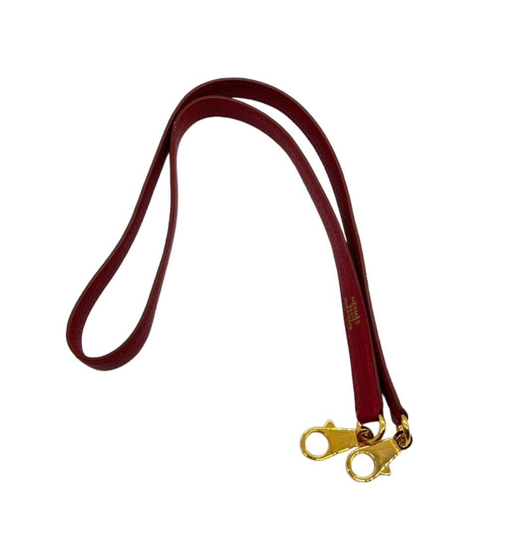 HERMES エルメス ケリー ストラップ ショルダー レザー レッド ゴールド金具【中古】