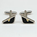 FENDI フェンディ モンスター バッグバグズ アイ カフス ボタン カフリンクス シルバートーン ブラック×イエロー アクセサリー【中古】 中洲店 N22-...