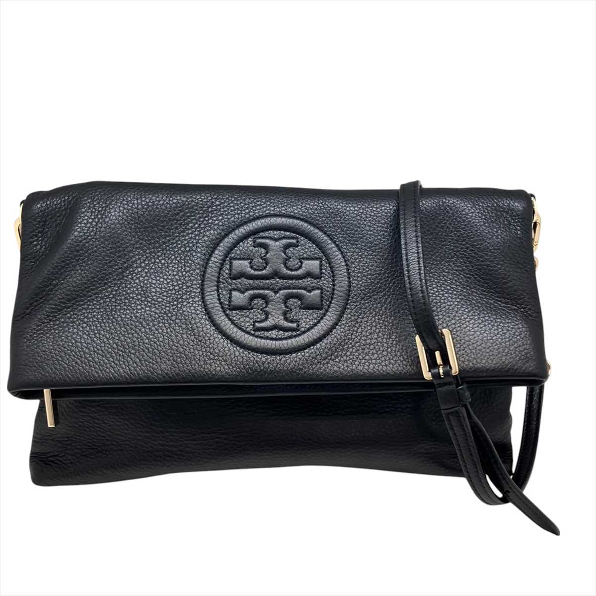 TORY BURCH トリーバーチ チェーンショルダーバッグ クラッチバッグ レザー ブラック レディース 【中古品】 25-070708 春日店