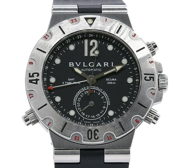 送料無料！★良品！BVLGARI ブルガリ ディアゴノ スクーバ GMT SD38SGMT 自動巻き メンズ★