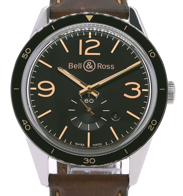 ベルandロス 送料無料！★箱付！極美品！Bell & Ross ベル＆ロス BR123 ゴールデンヘリテージ ヴィンテージ BRV123-GH-ST/SCA 自動巻き メンズ★