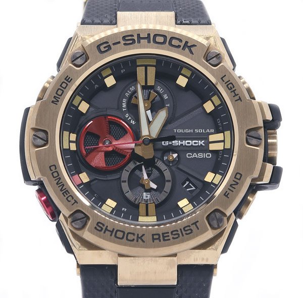 送料無料！★美品！CASIO カシオ G-SHOCK ジーショック G-STEEL 八村塁シグネチャーモデル GST-B100RH-1AJR 電波ソーラー メンズ★