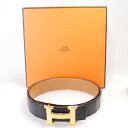 エルメス HERMES コンスタンス ニロティカス ベルト/クロコダイル ブラック×ゴールド金具 90サイズ 最大92.5cm程度まで有効 1993年製 【中古】