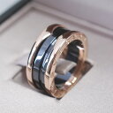 ブルガリ Au750(PG)×ブラックセラミック ビーゼロワン リング #48 7号 K18ピンクゴールド 347042 新品仕上げ済み【中古】