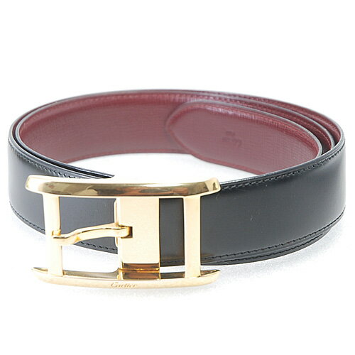 カルティエ タンク ベルト ゴールドバックル ブラックカーフ 最長89cm程度まで有効【中古】