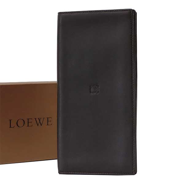 ロエベ 長財布（メンズ） 【送料無料】【本物】LOEWE★ロエベ★二つ折り長札入れ★ナッパレザー★ブラック★縦長★メンズ★マチ付き★長財布★アナグラム★カード★4416-5