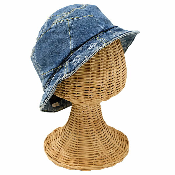 【送料無料】【本物】LOUISVUITTON★ルイヴィトン★ボネ・ダミエ ジャイアントウェーブモノグラム★MP2733★58★バケットハット★デニム★5257-1
