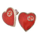 【送料無料】【本物】GUCCI★グッチ★スタッドピアス★SV925★インターロッキングG★シルバー★ハート★レディース★洗浄済み★赤★可愛い★701-13(4)