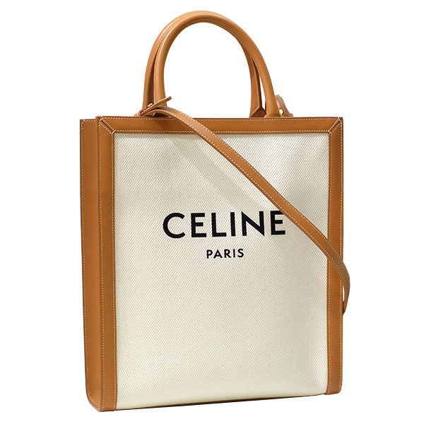 【送料無料】【本物】一押し★CELINE★セリーヌ★スモールバーティカルカバ★キャンバス×カーフ★ナチュラル×タン★トートバック★2WAY★738-5