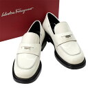 送料無料 本物 未使用 SalvatoreFerragamo フェラガモ コインローファー パテントレザー レディース ホワイト 4 1/2 差し色 6602-1(4)