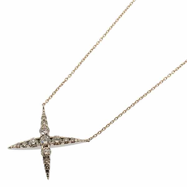 送料無料 本物　豪華 KASHIKEY カシケイ K18 ネイキッド ネックレス ブラウンダイヤモンド1.00ct クロスモチーフ 新品仕上げ済 ユニセックス 829-5