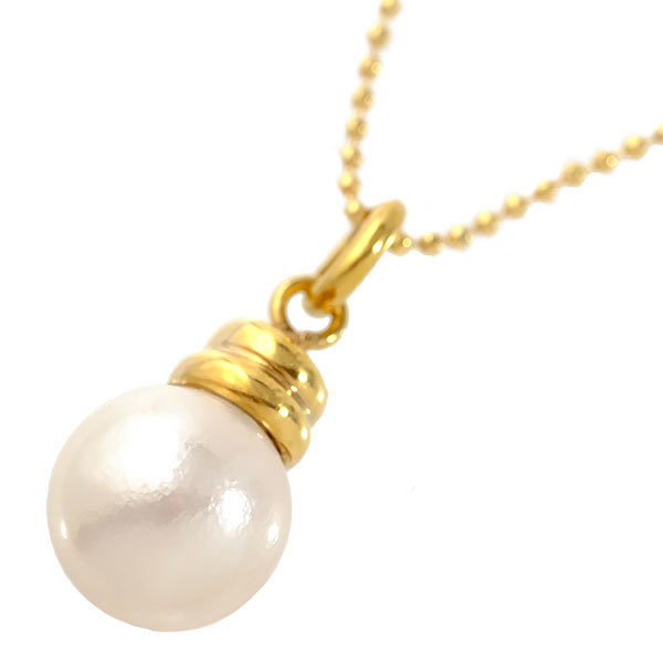 【送料無料】【本物】パールデザインネックレス★K18YG★イエローゴールド★アコヤ真珠8.9ミリ★レディースペンダント★おしゃれ★上品★53973M★