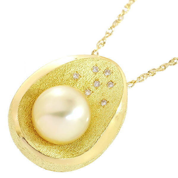 【送料無料】【本物】パールダイヤモンドネックレス★K18YG イエローゴールド★白蝶真珠11.1ミリ★ダイヤ0.07ct★ロングネックレス★レディースペンダント★おしゃれ★上品★926-4M★