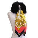 【送料無料】【本物】希少★HERMES★エルメス★マフラー★ティペット★ショール★シルク×フォックス★ブラック★黒★レディース★お洒落★558-20(4)