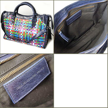バレンシアガ バッグ BALENCIAGA エディターズバッグ ザ・シティ イントレチャート マルチ×ネイビー 115748