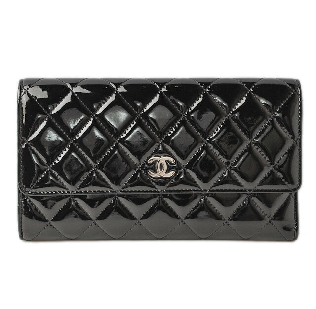 【先着クーポンGETで対象ショップ限定3000円以上5%OFF！5/21まで】シャネル 財布 CHANEL 長財布/3折財布 キルティング マトラッセ パテントレザー ブラック A48984