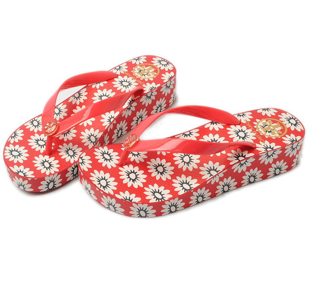 トリーバーチ ビーチサンダル/ウエッジレディース 厚底 Tory Burch ウェッジ フリップ フロップ レッド/ネイビー/ホワイト 37477未使用【中古】のサムネイル
