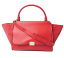 セリーヌ ハンドバッグ/ショルダーバッグ CELINE トラペーズ/TRAPEZE 169543 RED/レッド 2way ストラップ付 【中古】