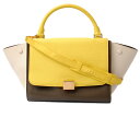 セリーヌ ハンドバッグ/ショルダーバッグ CELINE スモールトラペーズ/TRAPEZE 174683 イエロー/ブラウン/ベージュ 2way ストラップ付【...