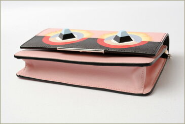 フェンディ 財布 チェーン付 FENDI ミニバッグ レザー 8M0346 SQT F02L0 マルチカラー/ピンク 未使用【中古】